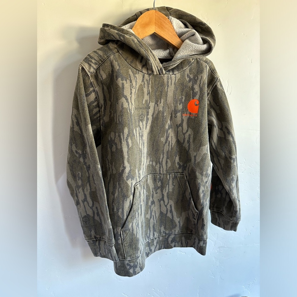 7Y Carhartt Pullover Hooded Sweater Realtree Brown Camo Hoodie Boys Youth